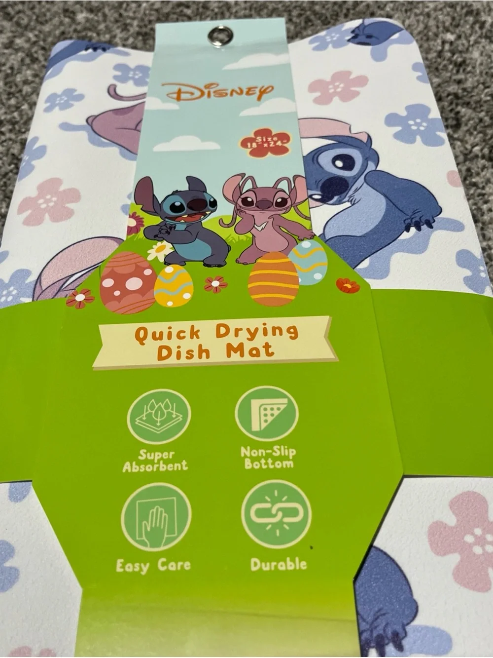 DISNEY QUICK DRYING DISH MAT- STITCH AND ANGEL 18 By 24 Inches